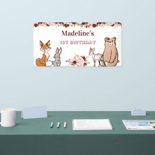 Waldtiere Burgundy & Pink Banner (Messe)