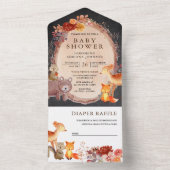 Waldtiere Chalkboard Babydusche All In One Einladung (Innen Boden)