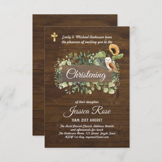 Waldtiere Christening laden zur Taufe ein (Vorne/Hinten)