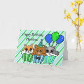 Waldtiere Cupcakes, Fox, Raccoon und Bär Karte (Gelbe Blume)