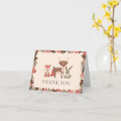 Waldtiere Danke Karte (Gelbe Blume)