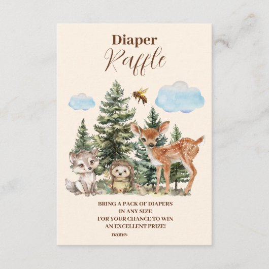 Waldtiere Diapper Raffle Begleitkarte (Vorderseite)
