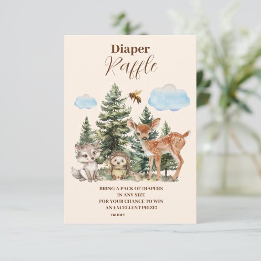 Waldtiere Diapper Raffle Begleitkarte (Stehend Vorderseite)