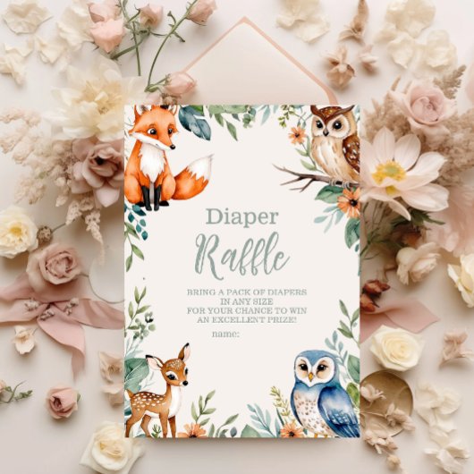 Waldtiere Diapper Raffle Begleitkarte
