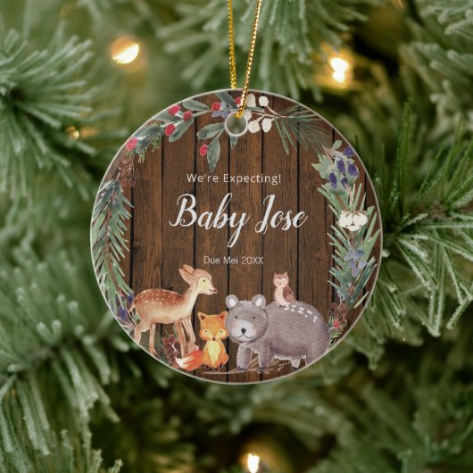 Waldtiere, die wir von den Eltern erwarten Keramik Ornament (Baum)