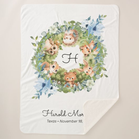 Waldtiere Dream Garden Baby Boy Kinderzimmer Sherpadecke (Vorderseite)