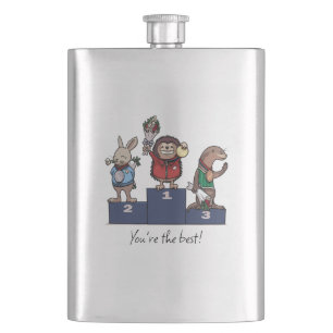 Waldtiere Du bist der Beste! Geschenk-Podium-Kunst Flachmann