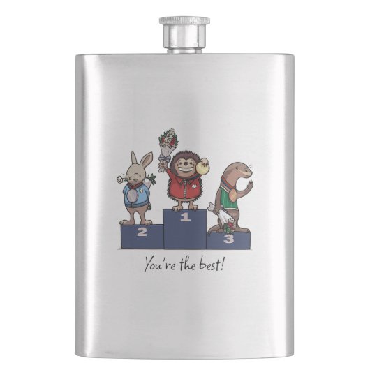 Waldtiere Du bist der Beste! Geschenk-Podium-Kunst Flachmann (Vorderseite)