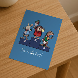 Waldtiere Du bist der Beste! Geschenk-Podium-Kunst Postkarte
