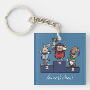 Waldtiere Du bist der Beste! Geschenk Podium Kunst Schlüsselanhänger