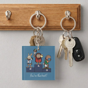 Waldtiere Du bist der Beste! Geschenk Podium Kunst Schlüsselanhänger