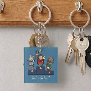 Waldtiere Du bist der Beste! Geschenk Podium Kunst Schlüsselanhänger