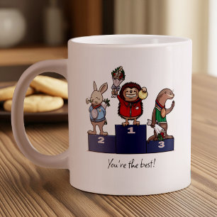 Waldtiere Du bist der Beste! Geschenkpodest Kunst Jumbo-Tasse