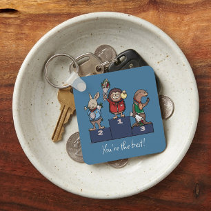 Waldtiere Du bist der Beste! Geschenkpodest Kunst Schlüsselanhänger