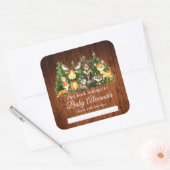 Waldtiere Dusche Rustikale Buchschilder Quadratischer Aufkleber (Umschlag)