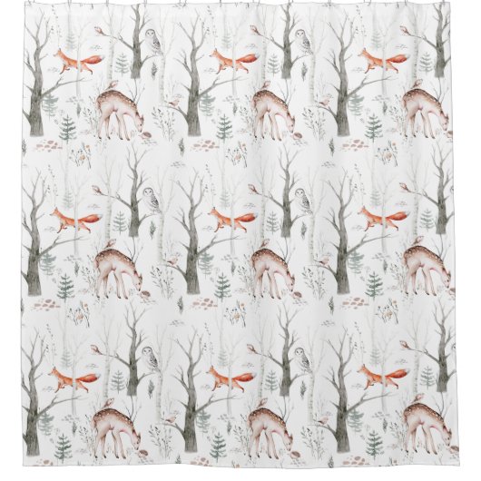 Waldtiere Duschvorhang (Vorderseite)
