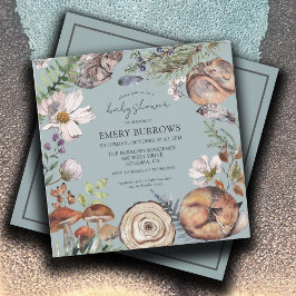 Waldtiere Dusty Blue Baby Dusche Einladung