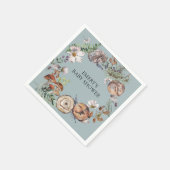 Waldtiere Dusty Blue Babyparty Serviette (Ecke)