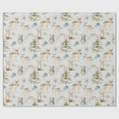Waldtiere Dusty Blue Christmas Geschenkpapier (Flach)