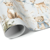 Waldtiere Dusty Blue Christmas Geschenkpapier (Rolleneckpunkt)