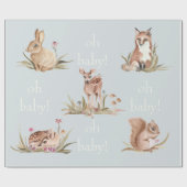 Waldtiere Dusty Blue Oh Baby Wrapping Paper Geschenkpapier (Flach)