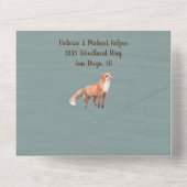 Waldtiere Dusty Blue Wedding All In One Einladung (Rückseite)