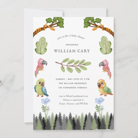 Waldtiere Einladung (Vorderseite)