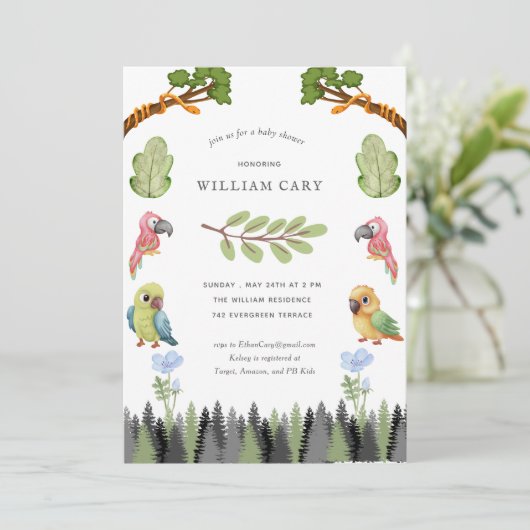 Waldtiere Einladung (Stehend Vorderseite)