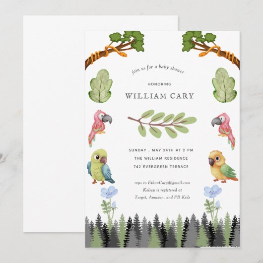 Waldtiere Einladung (Vorne/Hinten)