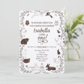 Waldtiere Einladung zum 1. Geburtstag (Stehend Vorderseite)