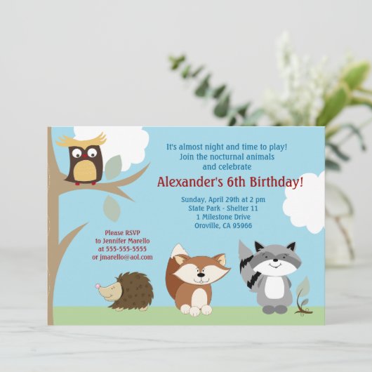 Waldtiere Einladung zur Geburtstagsparty (Stehend Vorderseite)