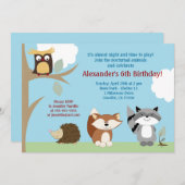 Waldtiere Einladung zur Geburtstagsparty (Vorne/Hinten)