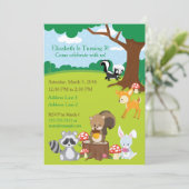 Waldtiere Einladung zur Geburtstagsparty (Stehend Vorderseite)