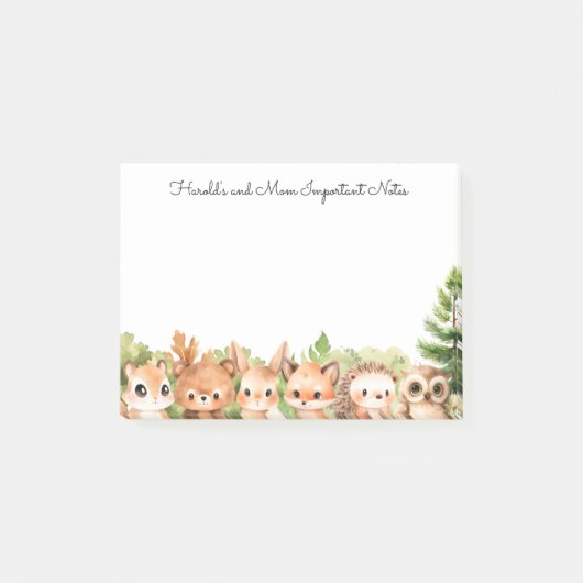 Waldtiere Elegantes Kinderzimmer Post-it Klebezettel (Vorderseite)