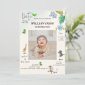 Waldtiere erstes Jahr Geburtstag Einladung (Stehend Vorderseite)