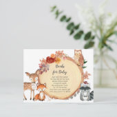 Waldtiere fallen Floral Watercolor Babybuch Postkarte (Stehend Vorderseite)