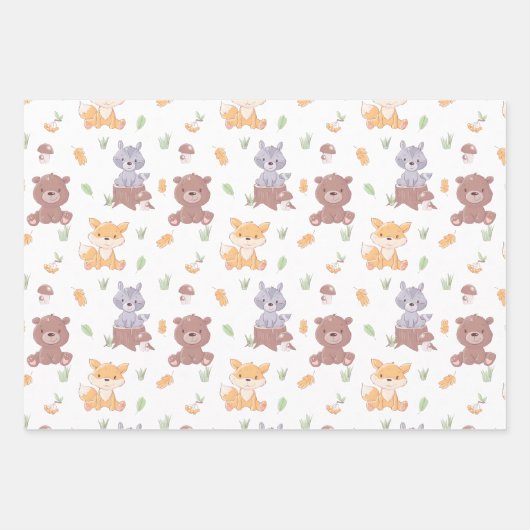 Waldtiere fallen geschenkpapier set (Vorderseite 3)