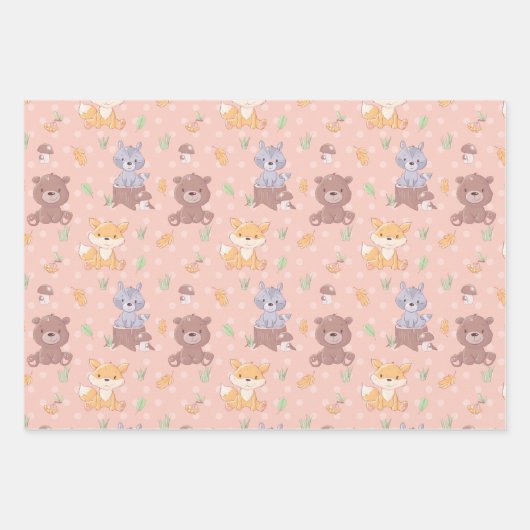 Waldtiere fallen geschenkpapier set (Vorderseite 3)