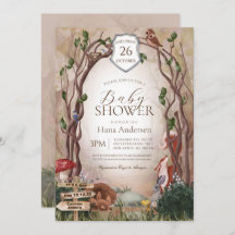 Waldtiere fallen Herbstwald Babydusche