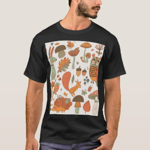 Waldtiere: farbenfroher Hintergrund des Herbstes. T-Shirt