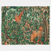 WALDTIERE Fasan, Rotfuchs, grüne Blüte Fleecedecke (Vorderseite (Horizontal))