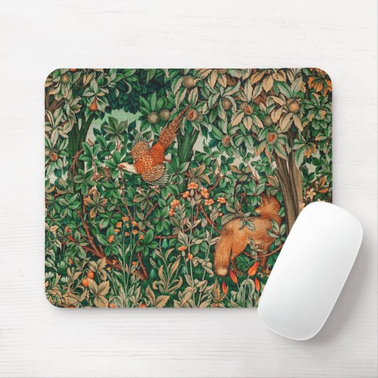 WALDTIERE Fasan, Rotfuchs, grüne Blüte Mousepad (Mit Mouse)