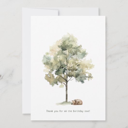 Waldtiere flach bis zum Geburtstag Dankeskarte (Rückseite)