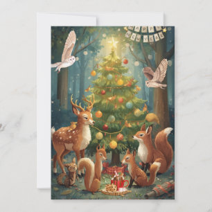 Waldtiere Flache Weihnachtskarte Feiertagskarte