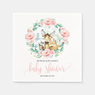 Waldtiere Florale Grünzeug Baby Shower Serviette