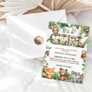 Waldtiere Florale Mädchen-Baby-Party Einladung