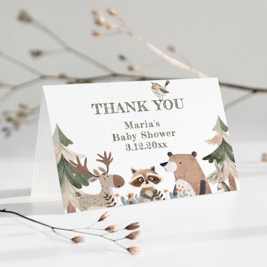 Waldtiere Forest Baby Dusche Danke Karte
