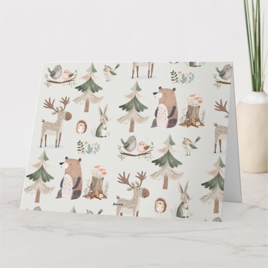Waldtiere Forest Baby Dusche Danke Karte (Rückseite)