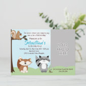 Waldtiere Foto Geburtstagskarte Einladung (Stehend Vorderseite)