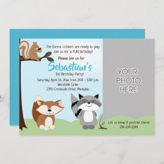 Waldtiere Foto Geburtstagskarte Einladung
